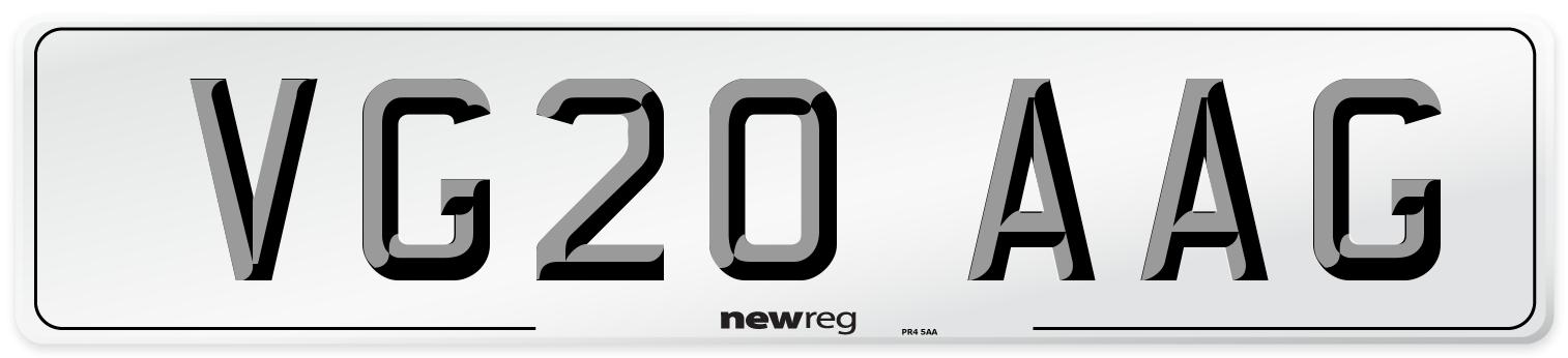 VG20 AAG Number Plate from New Reg